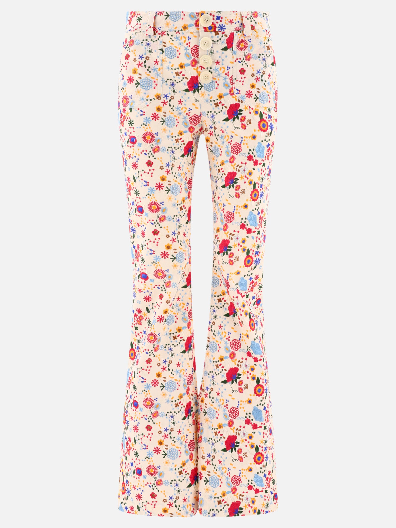 Ines De La Fressange Pantaloni con ricamo "Charlotte" 19146131_36 Bianco 1