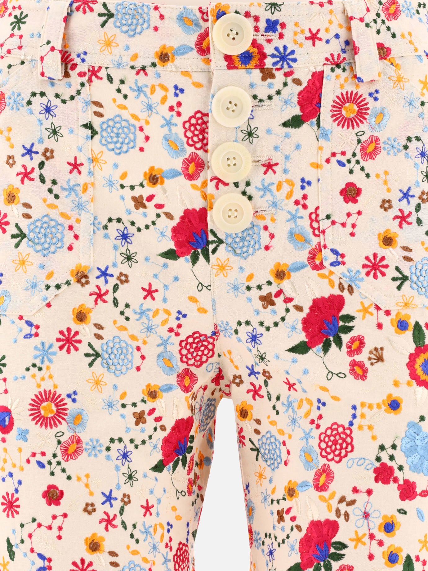 Ines De La Fressange Pantaloni con ricamo "Charlotte" 19146131_36 Bianco 3