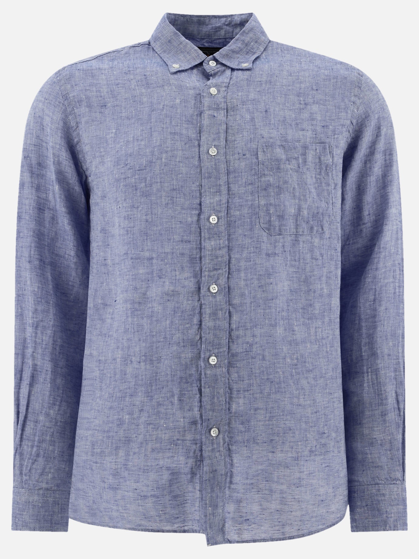 Beams Plus Camicia oxford in lino 11846169_S Blue 1