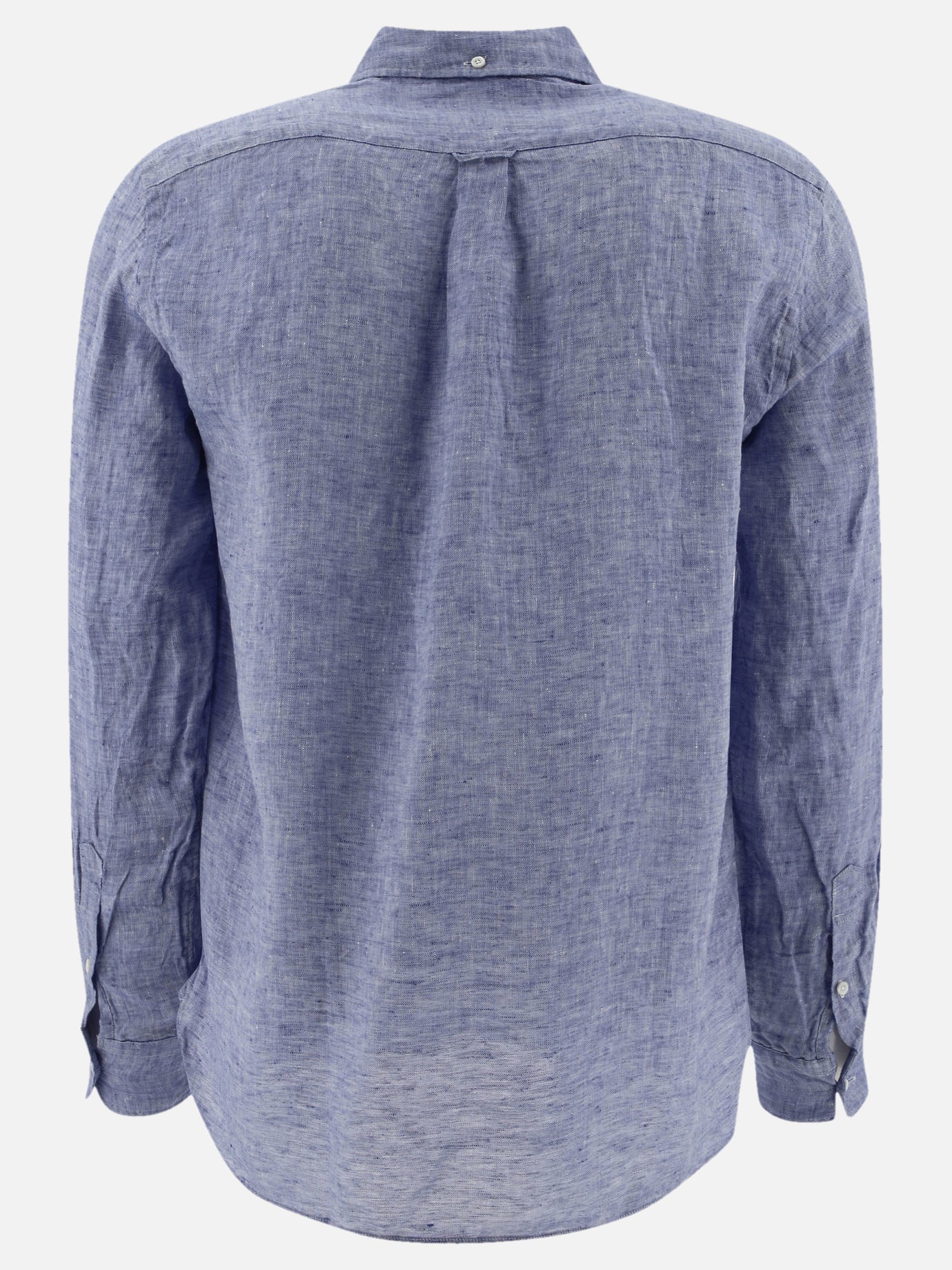 Beams Plus Camicia oxford in lino 11846169_S Blue 2