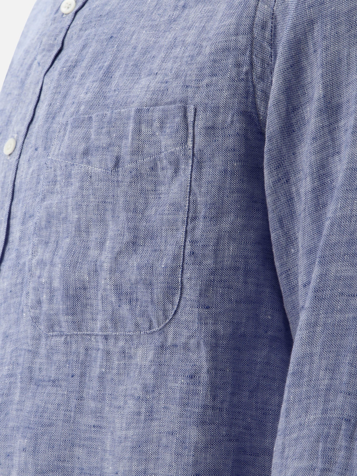 Beams Plus Camicia oxford in lino 11846169_S Blue 4