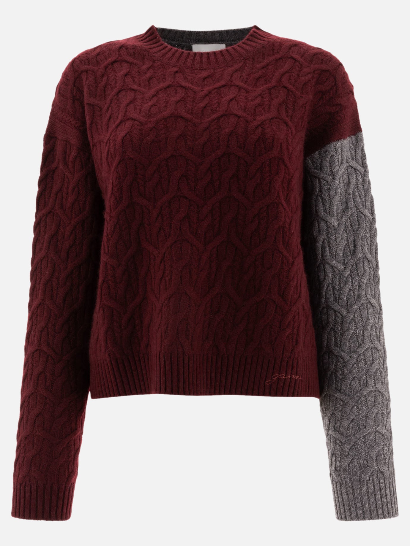 Ganni Maglione girocollo bi-color 15190232_S/M Bordeaux 1
