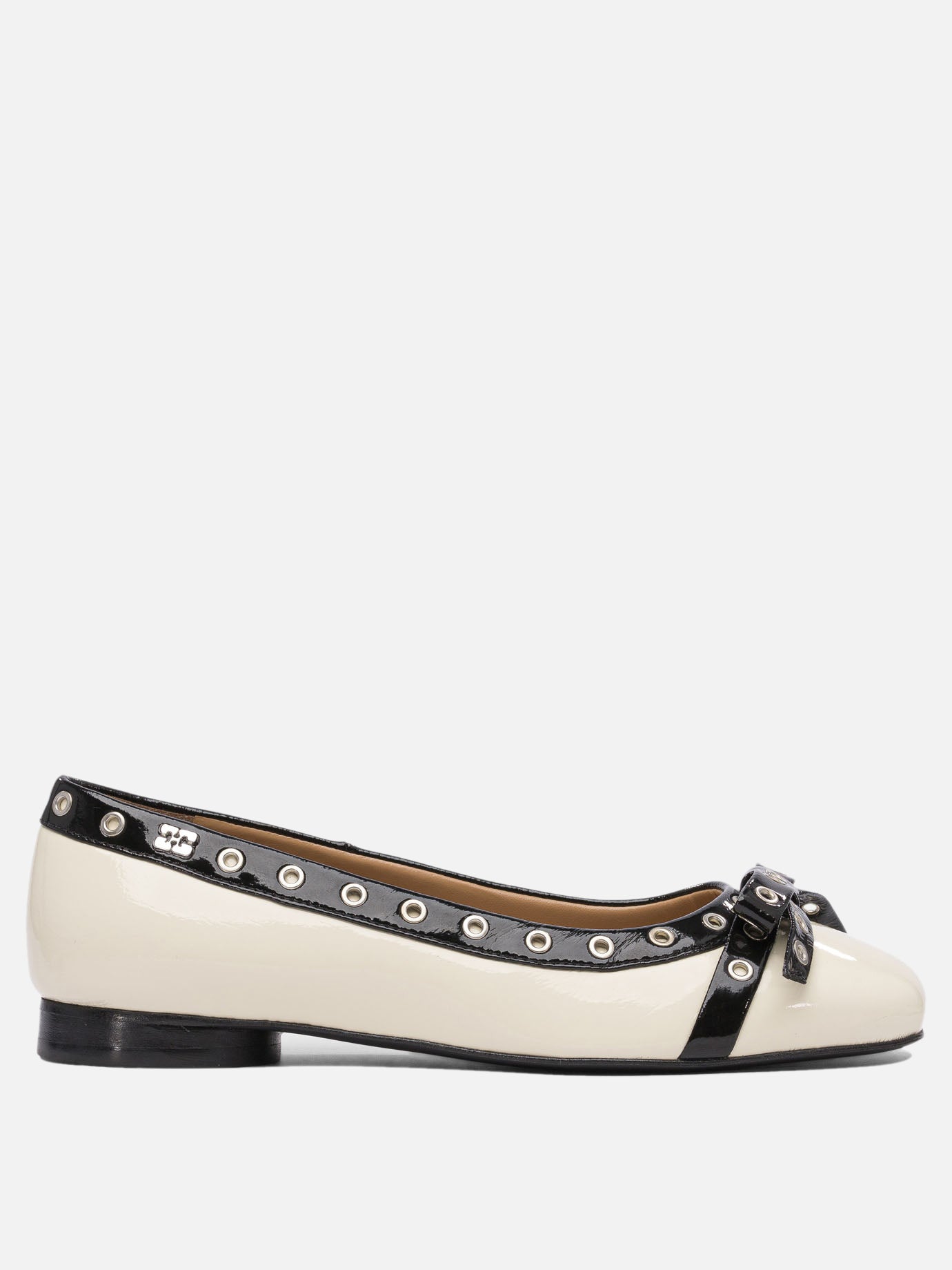Ganni Eyelet bow ballet flats 18737711_36 White 1