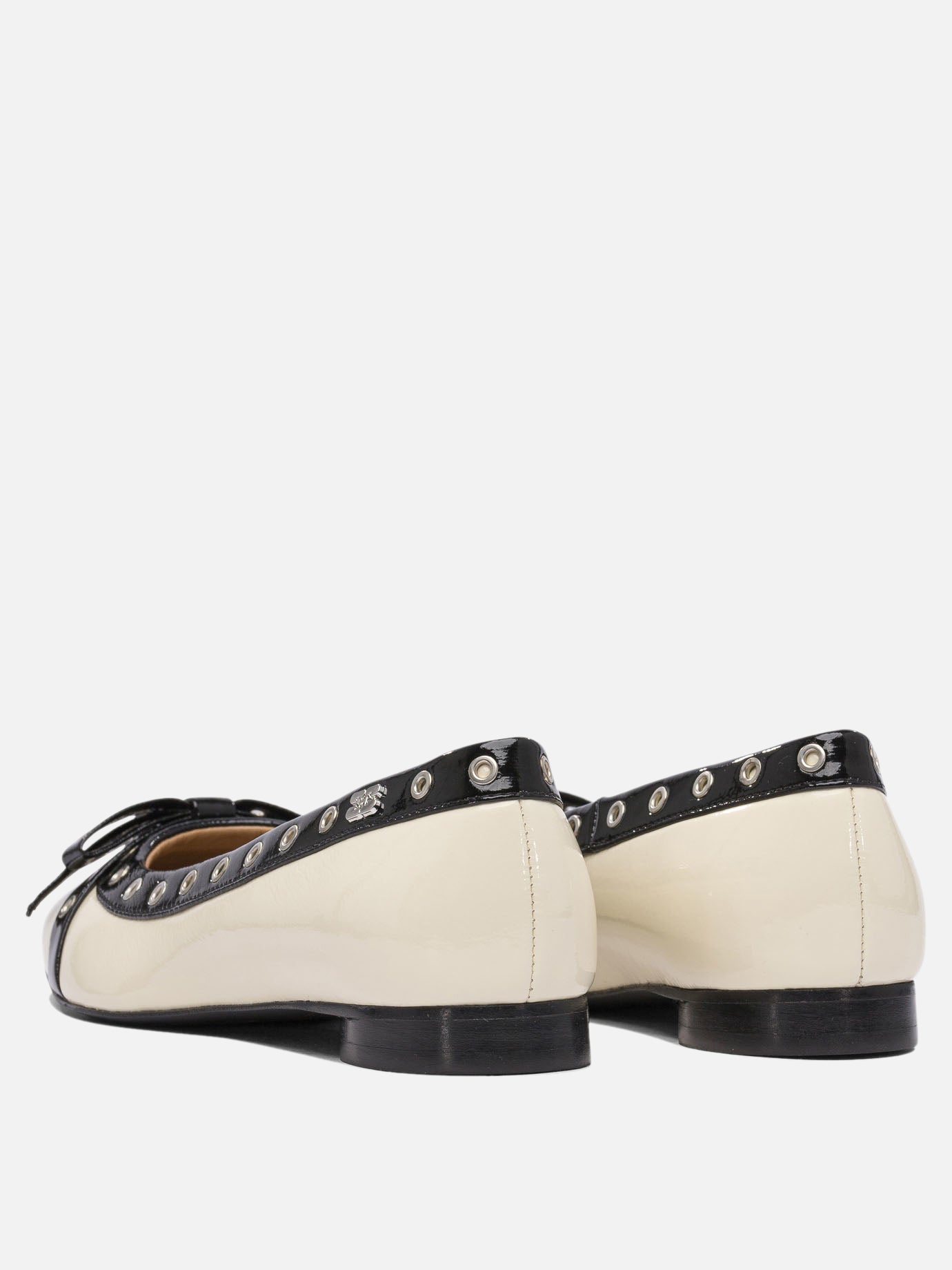 Ganni Eyelet bow ballet flats 18737711_36 White 4
