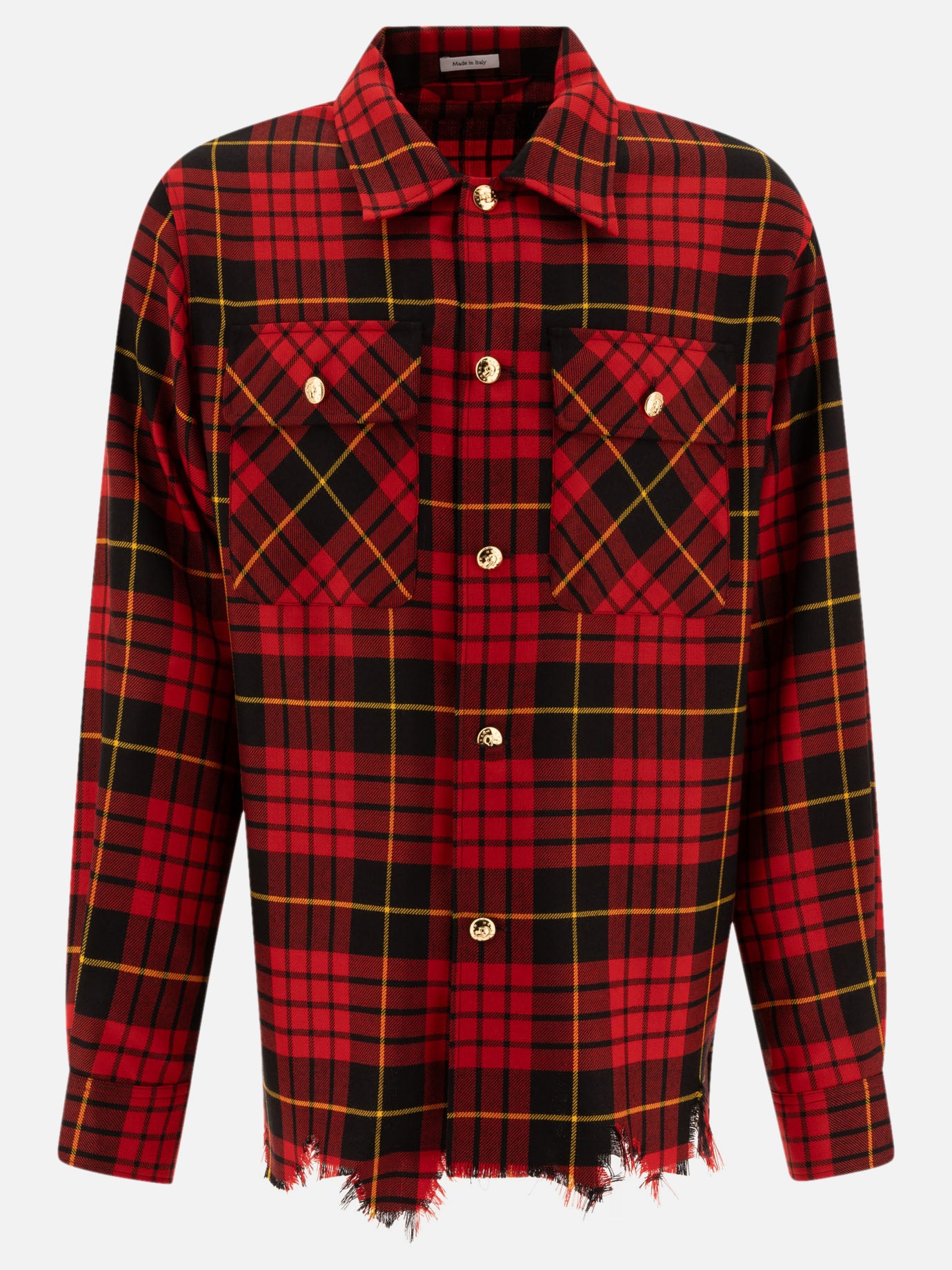 Alexander McQueen Distressed tartan overshirt 10639352_15.5 Red 1
