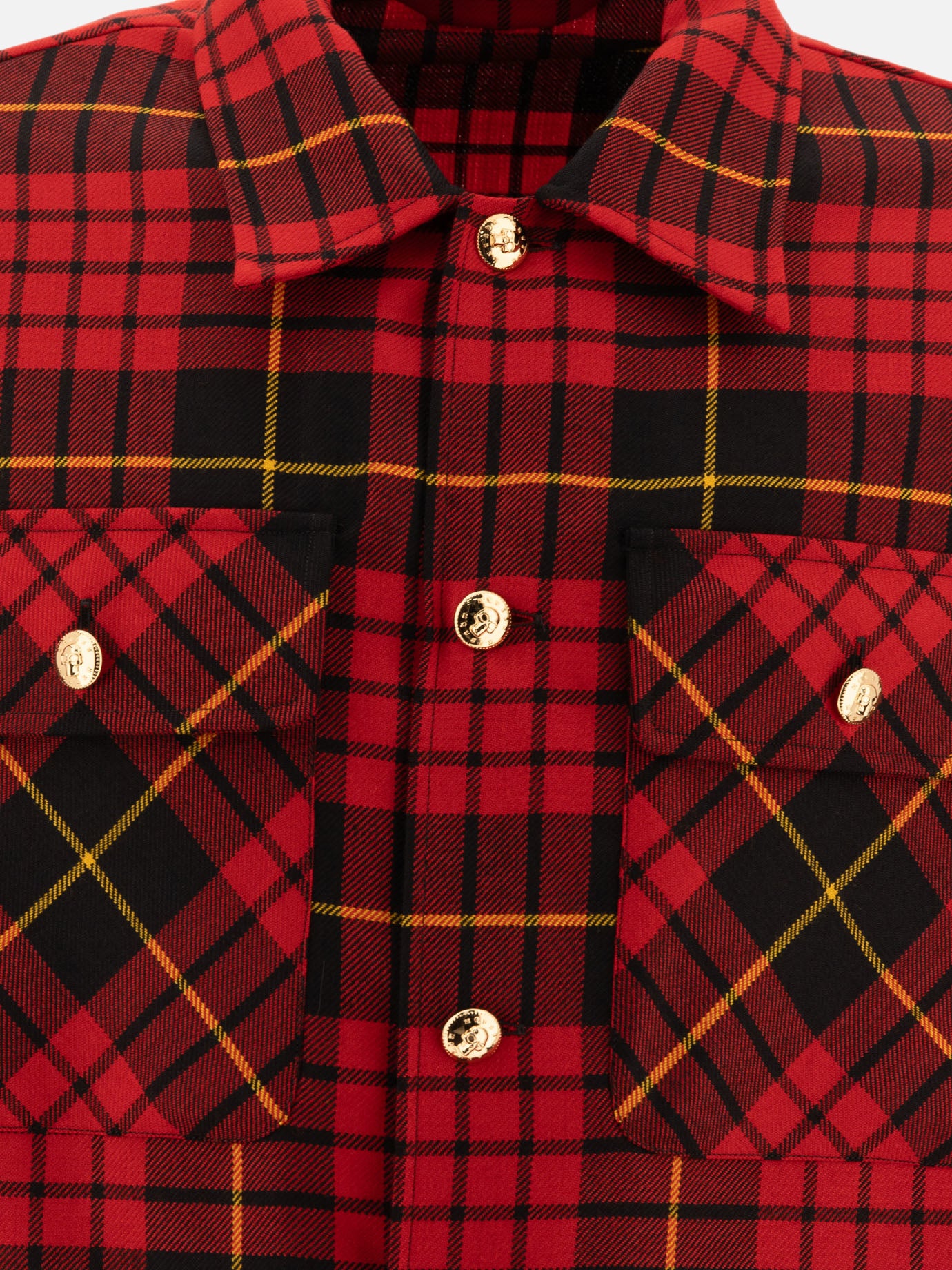 Alexander McQueen Distressed tartan overshirt 10639352_15.5 Red 3
