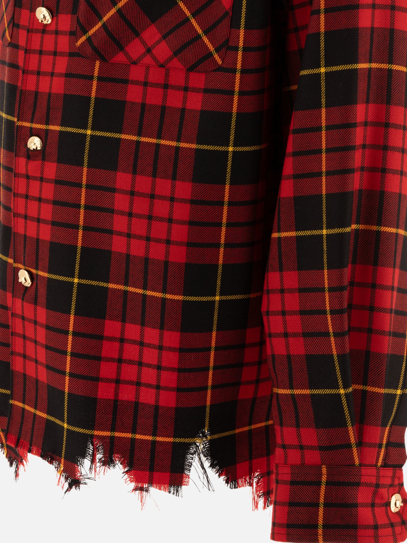 Alexander McQueen Distressed tartan overshirt 10639352_15.5 Red 4