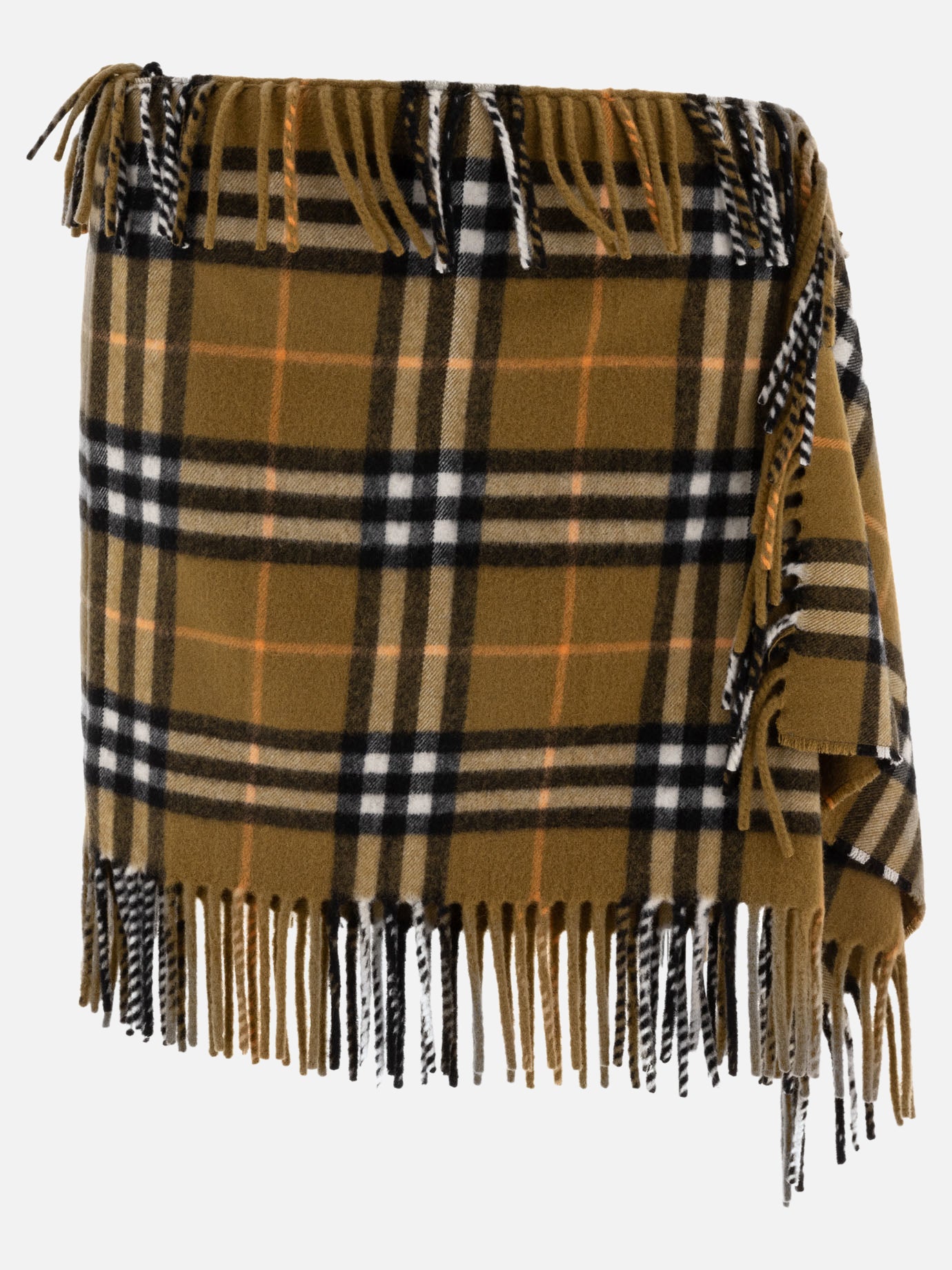 Burberry Gonna stile sciarpa in lana e cashmere Check 19535598_S Green 1