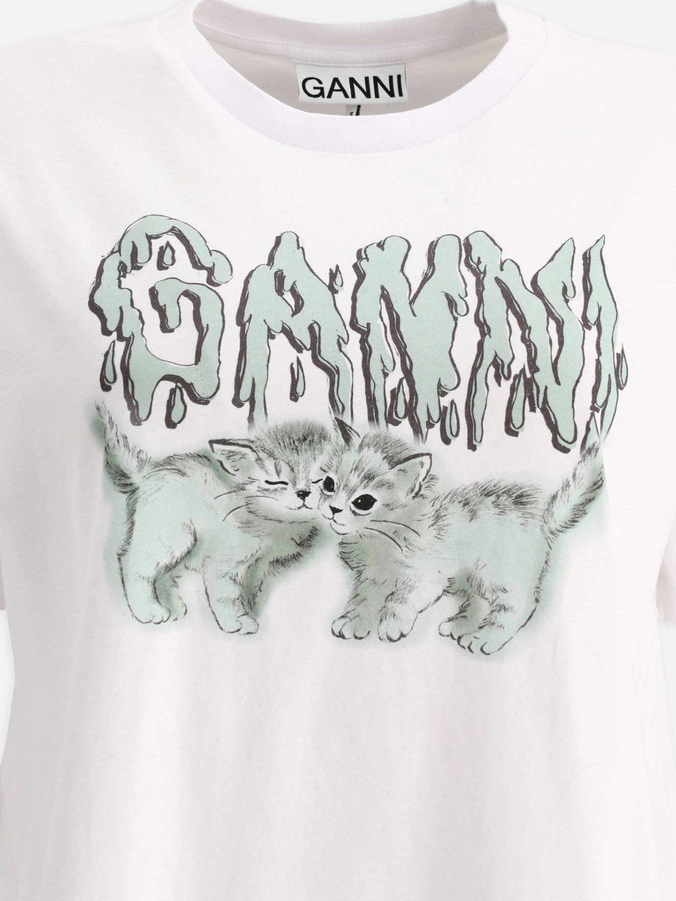 Ganni T-shirt "Love Cats" 14746522_XS White 3