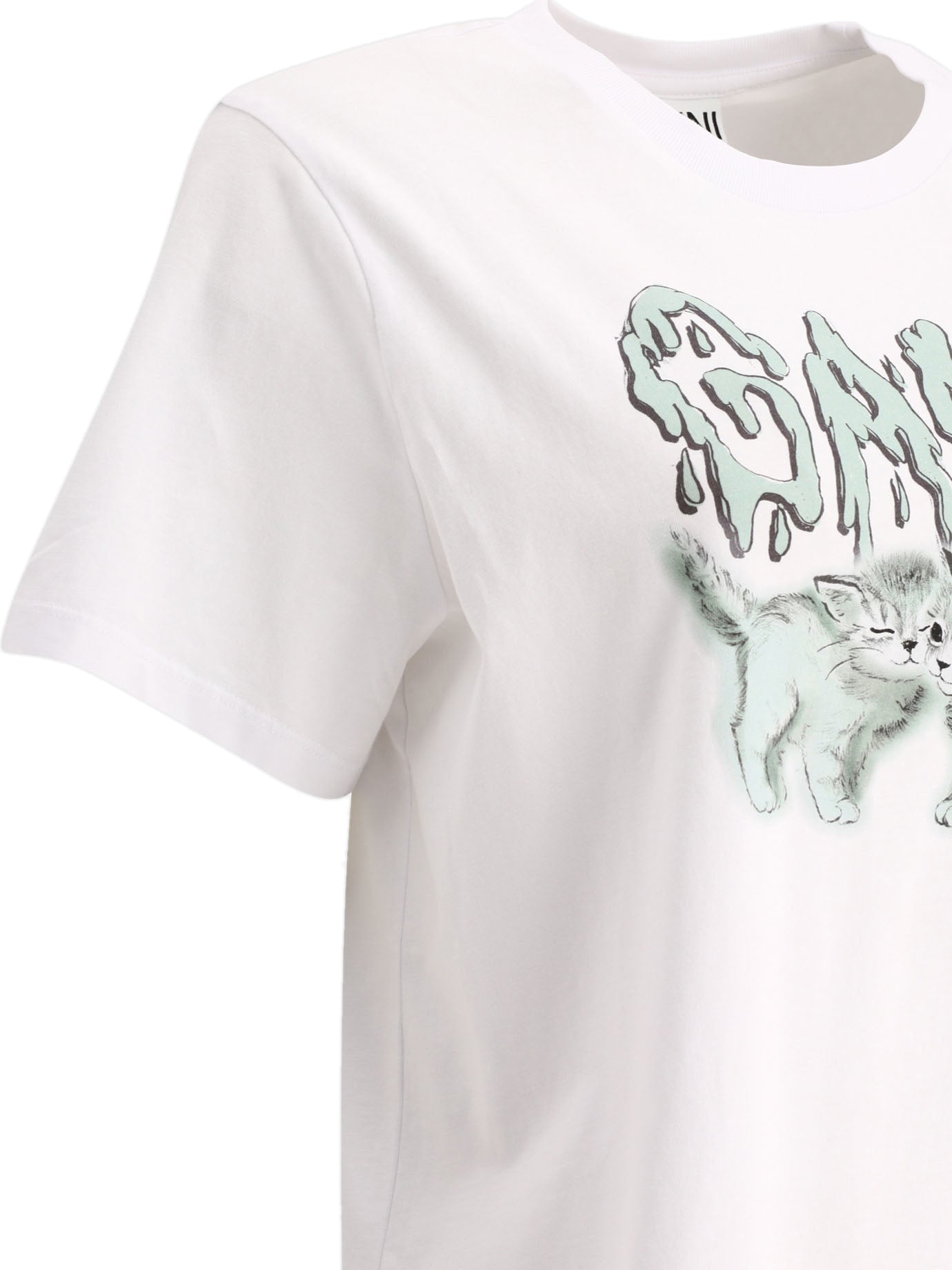 Ganni T-shirt "Love Cats" 14746522_XS White 4