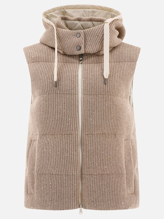 Dazzling English rib knit down vest