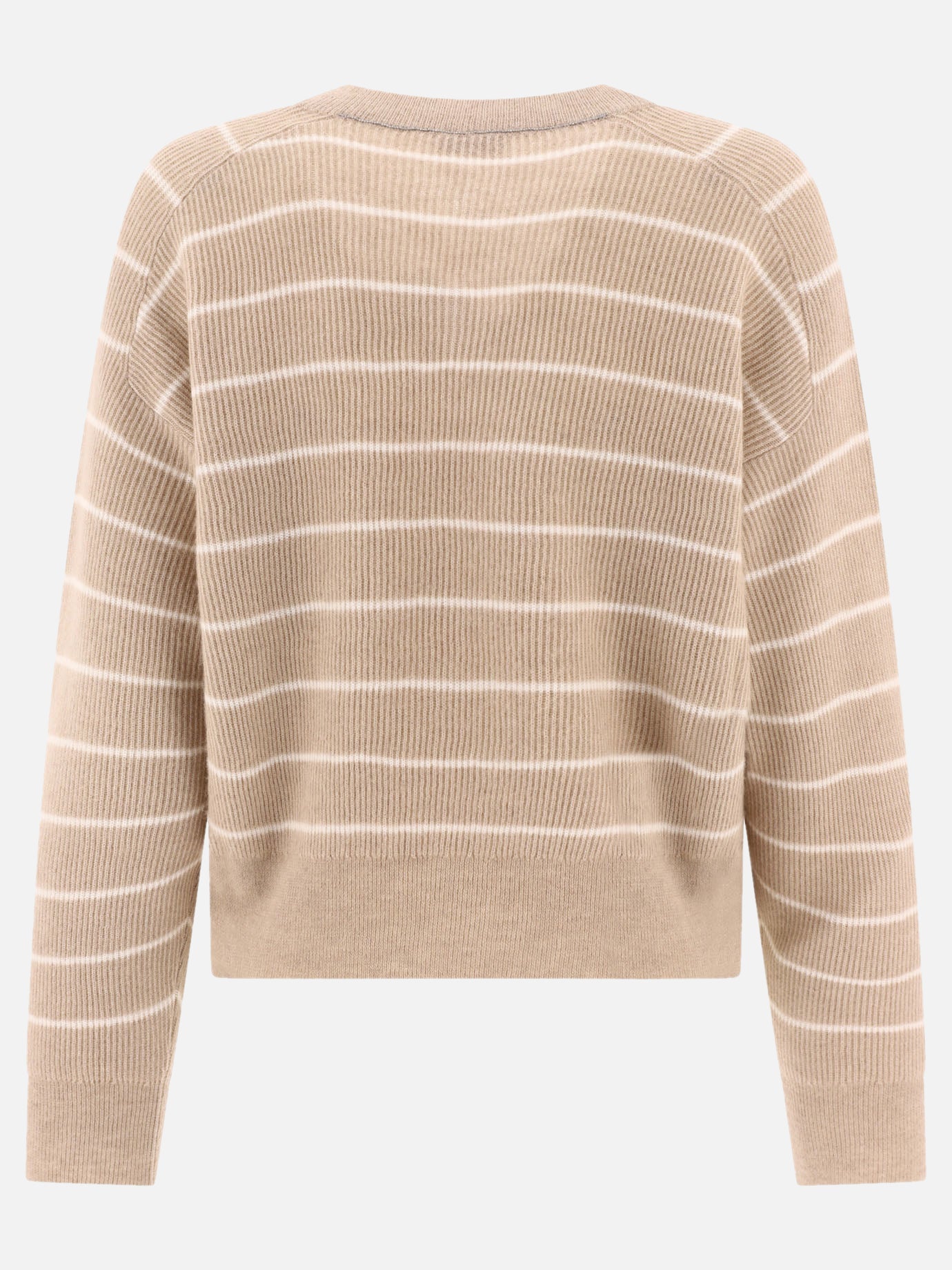 Striped english rib sweater with monili