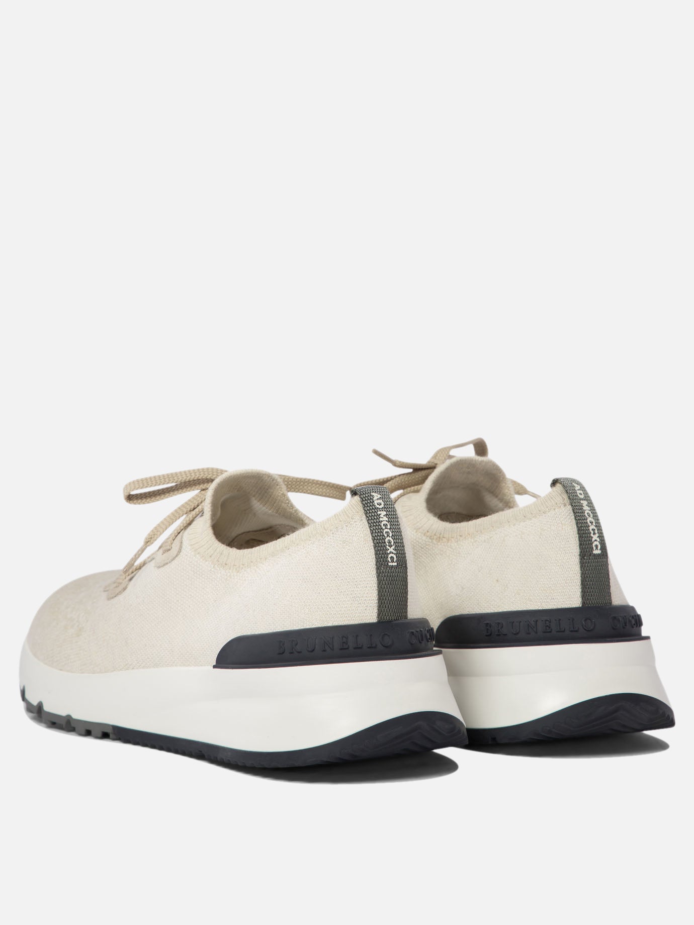 Brunello Cucinelli Cotton chiné knit sneakers White