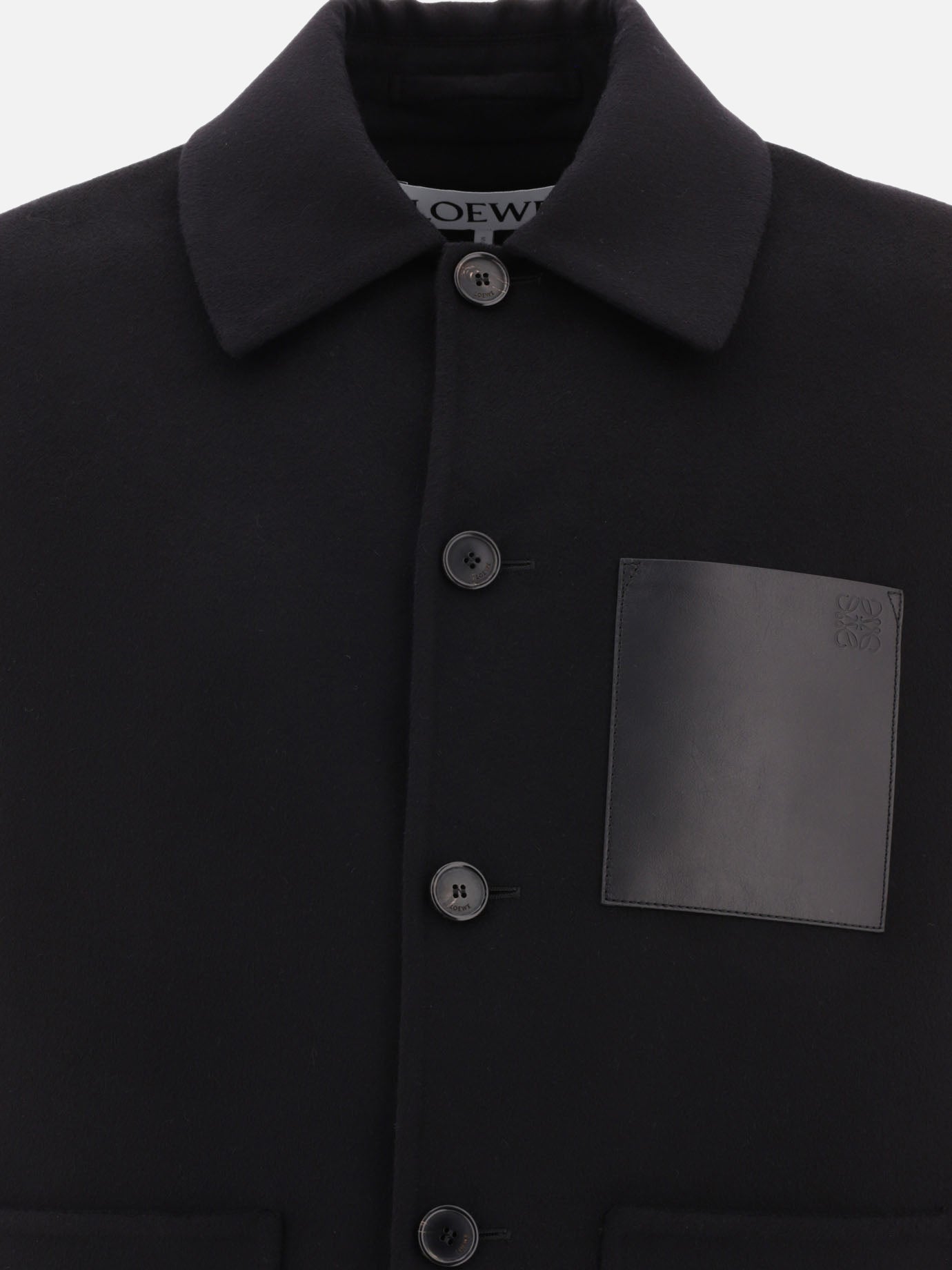 Short coats 72% wool 20% leather 8% cashmere  Black - Loewe Men | PDP | VIETTI Online Store | thumbnail_3