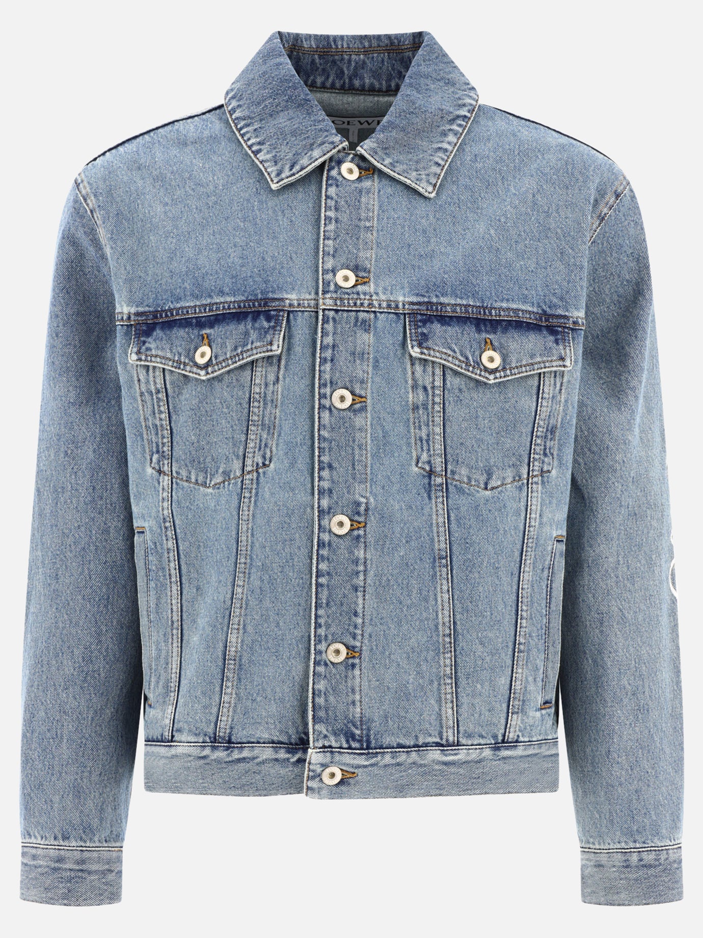 Denim jackets 95% cotton 5% leather  Blue - Loewe Men | PDP | VIETTI Online Store | thumbnail