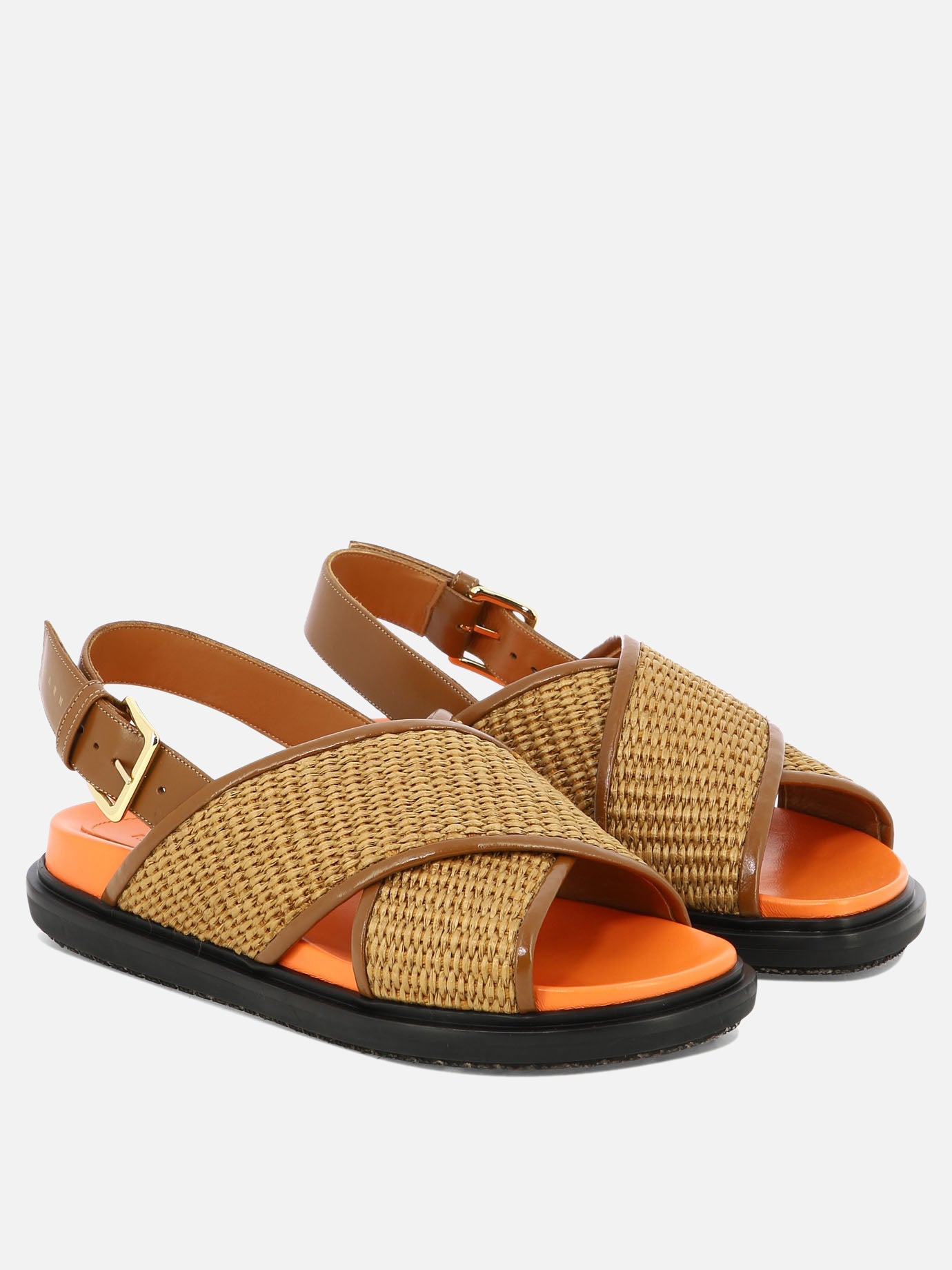 Flat sandals 52% cotton 48% polyamide - 100% rubber  Brown - Marni Women | PDP | VIETTI Online Store | thumbnail_2