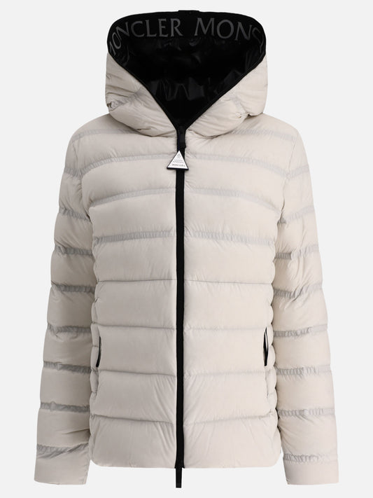 Down jackets 85% polyamide 15% elastane - Padding: down and feathers  White - Moncler Women | PLP | VIETTI Online Store 
