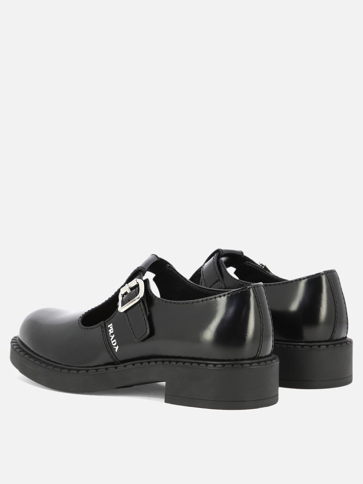Brushed-leather Mary Jane T-strap shoes