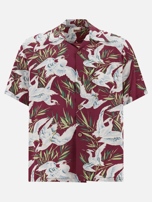 Sun Surf "White Egret" shirt Bordeaux