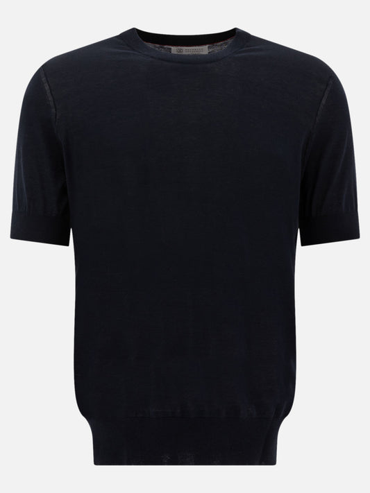 T-shirt girocollo Solid colour  Blu - Brunello Cucinelli Uomo | VIETTI Online Store 
