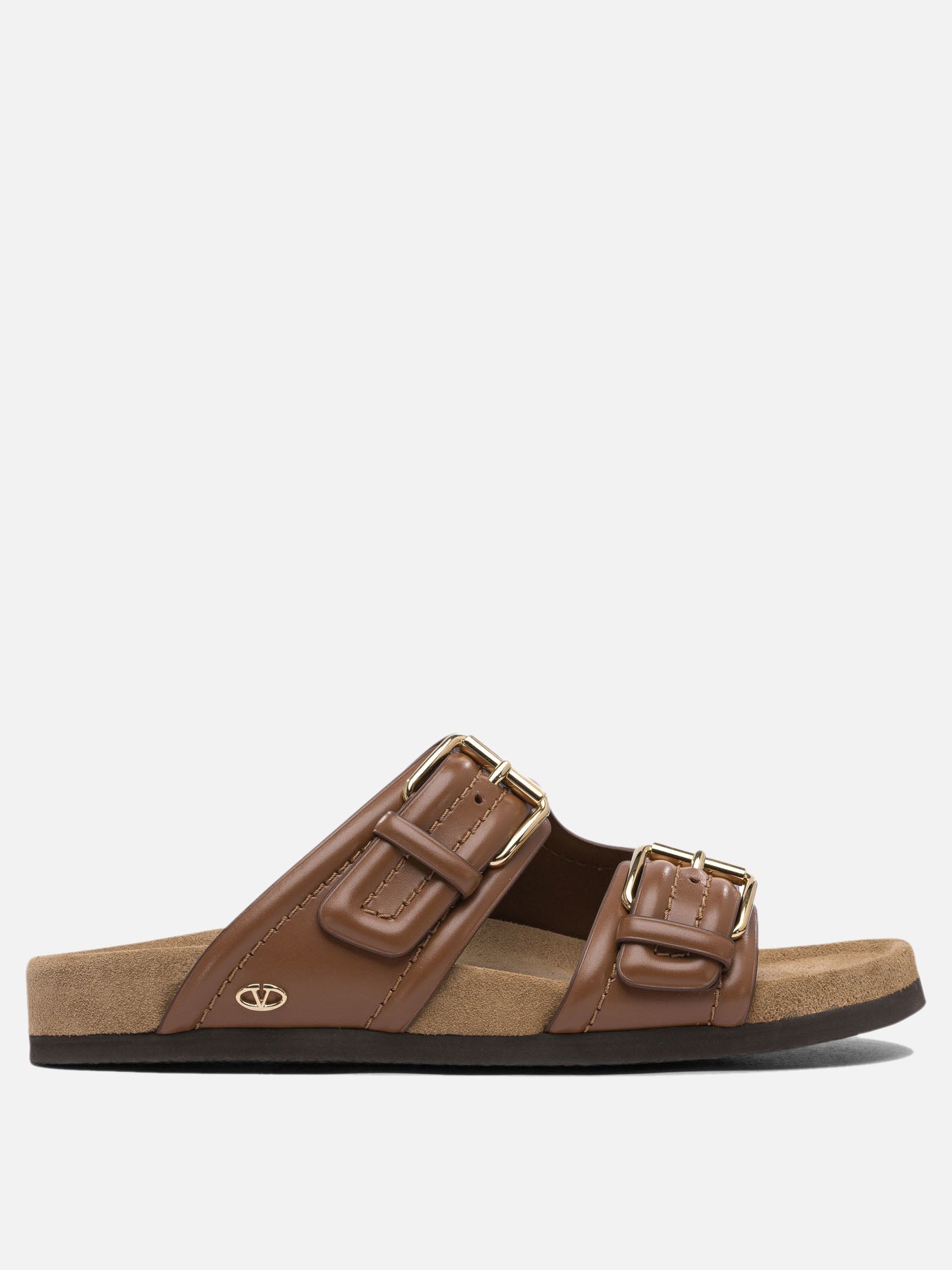 Sandali bassi 100% calf leather - 100% leather  Marrone - Valentino Garavani Donna | PDP | VIETTI Online Store | Zoom-Modal
