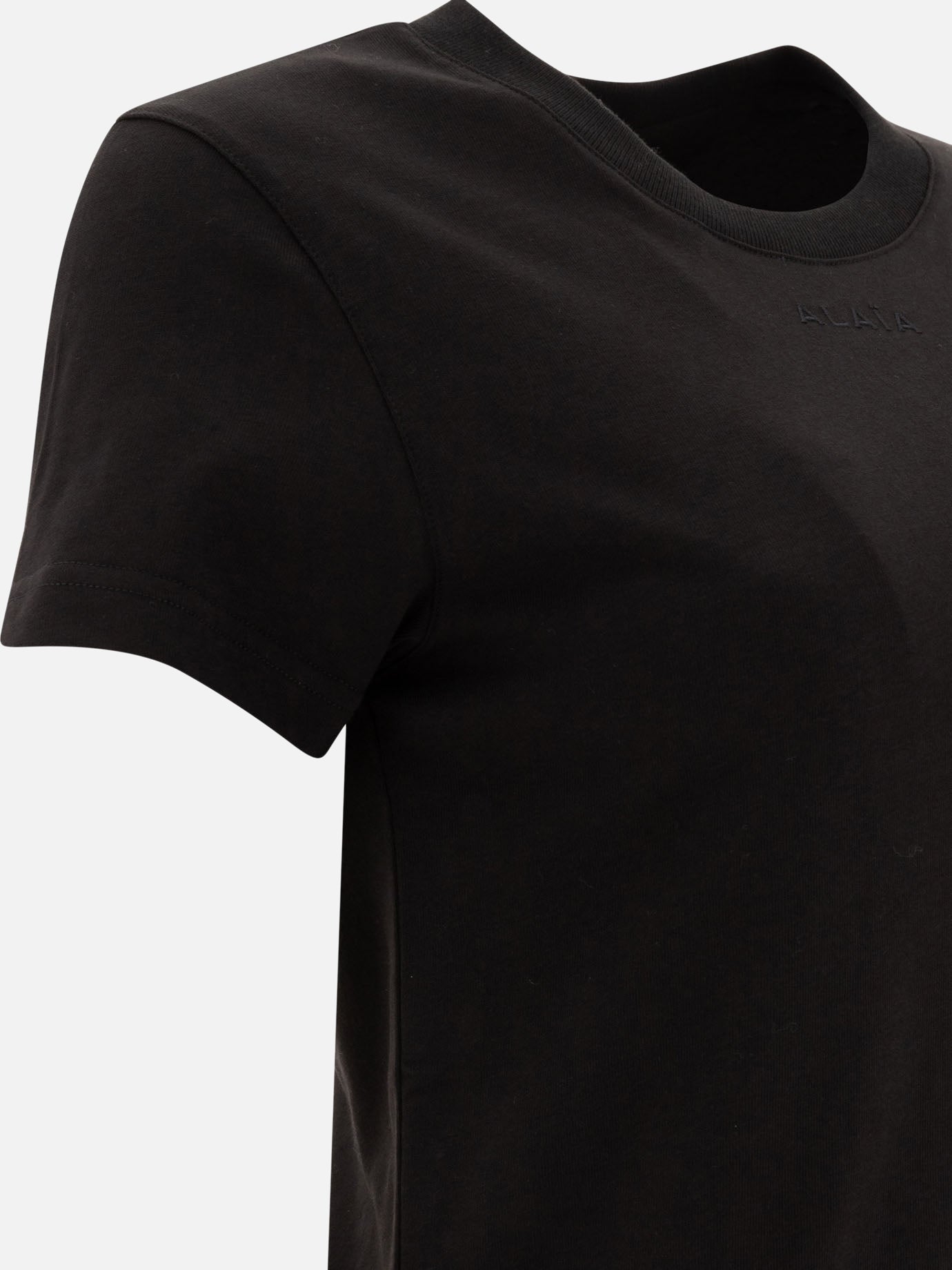 Tシャツ・カットソー ALAIA Woman T-Shirt Black AA9H0431J0105 995 알라이아(Alaia) | ALAIA logo embroidered cotton t shirt