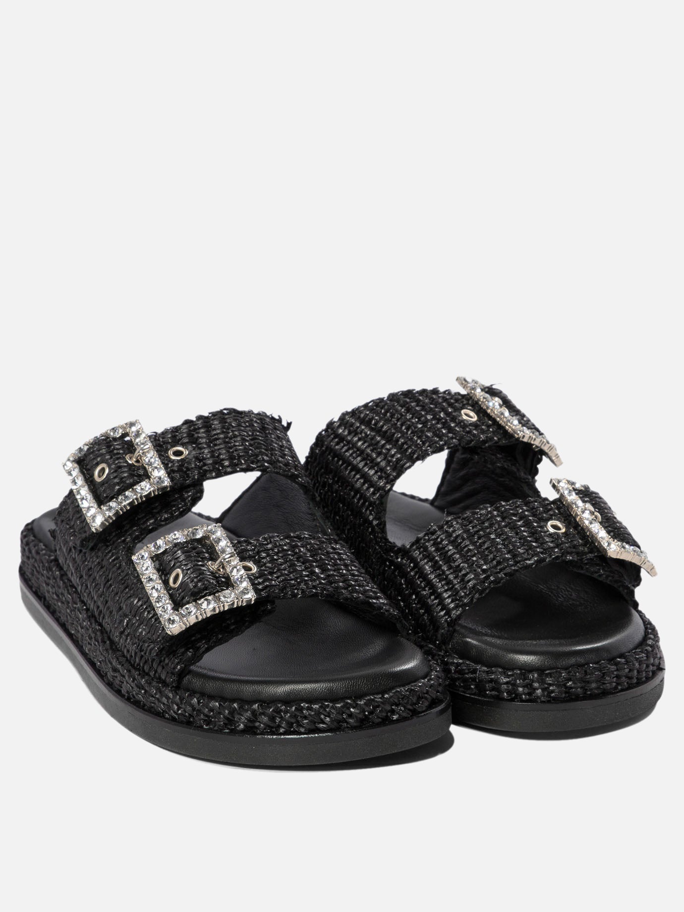 Flat sandals 100% rafia - 100% rubber  Black - Alibi Women | PDP | VIETTI Online Store | Zoom-Modal_2
