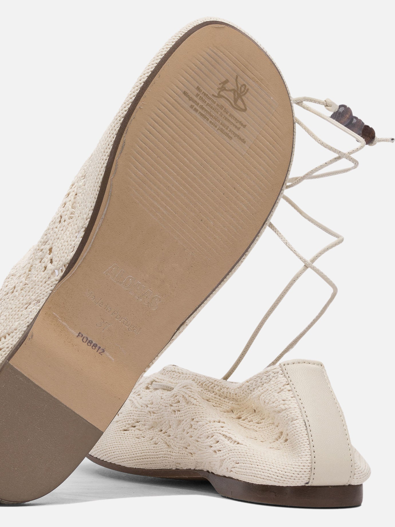 Classic ballet flats 50% relycled cotton 50% recycled polyester - 100% neolite  White - Alohas Women | PDP | VIETTI Online Store | thumbnail_5