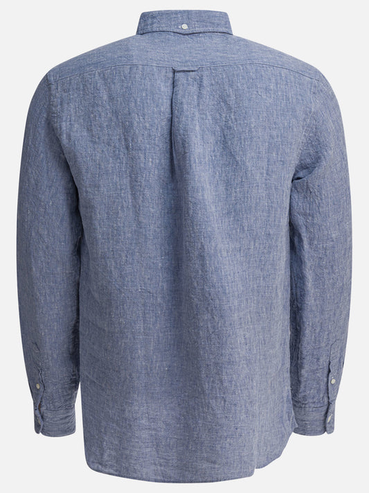 Beams Plus "Linen Solid" Shirt 14448201_S Blue 2