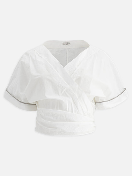 Crop top Solid colour  Bianco - Brunello Cucinelli Donna | VIETTI Online Store 
