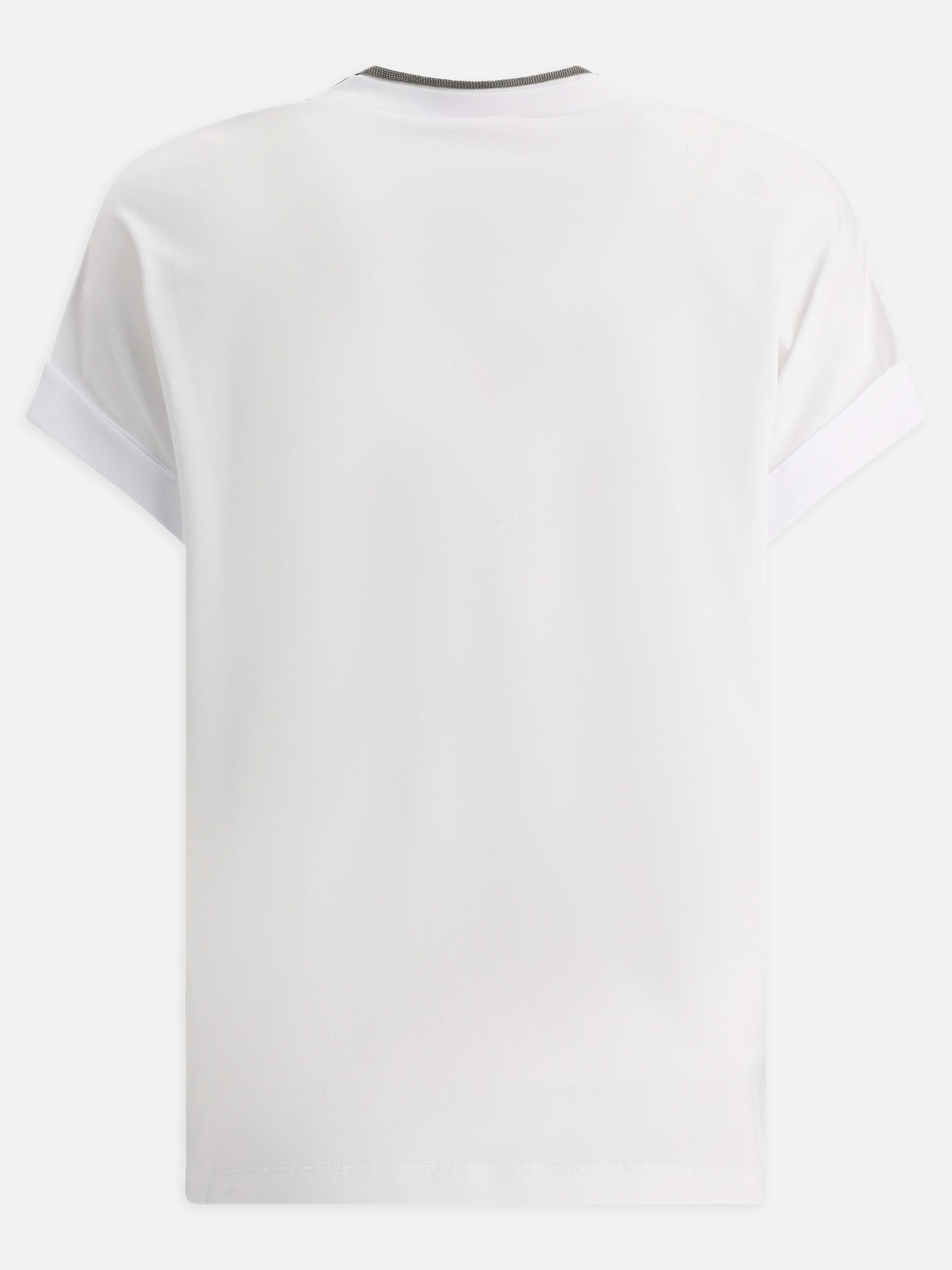 V neck t-shirts Solid colour  White - Brunello Cucinelli Women | PDP | VIETTI Online Store | Zoom-Modal_2
