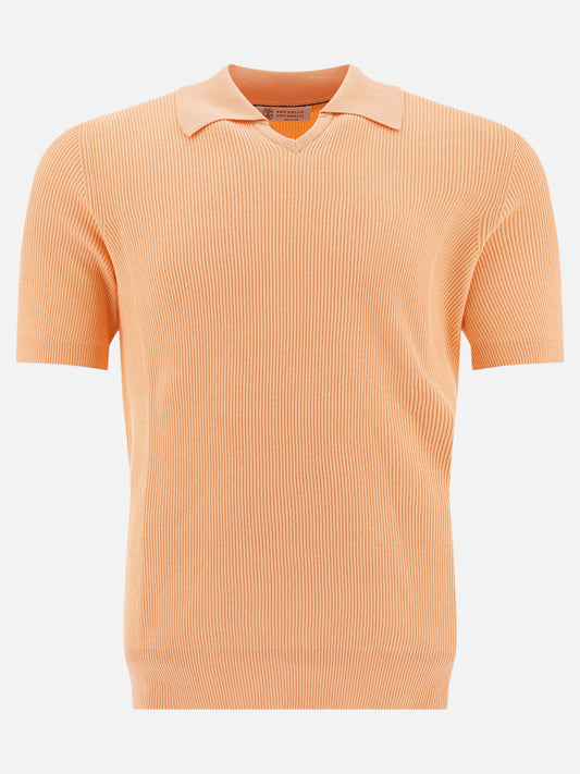 Polo shirts without buttons Solid colour  Orange - Brunello Cucinelli Men | PLP | VIETTI Online Store 
