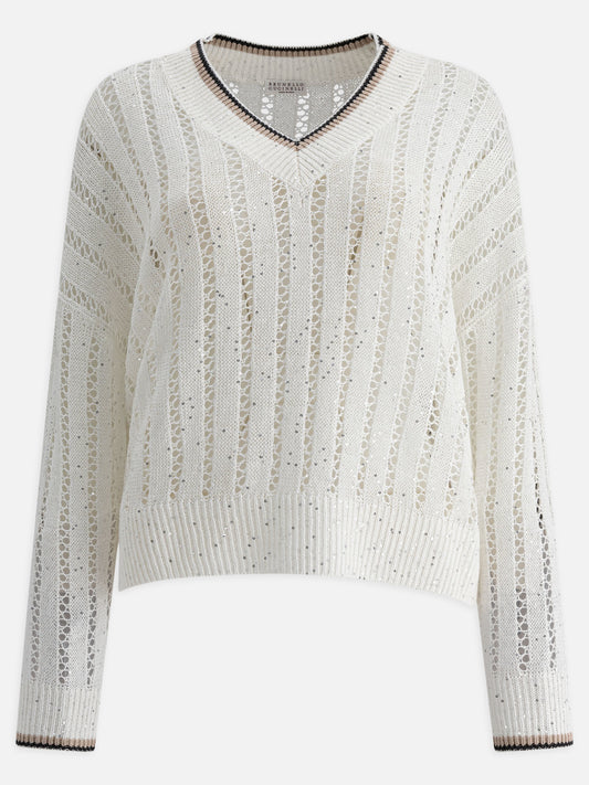 Maglioni scollo a V Solid colour  Bianco - Brunello Cucinelli Donna | PLP | VIETTI Online Store 
