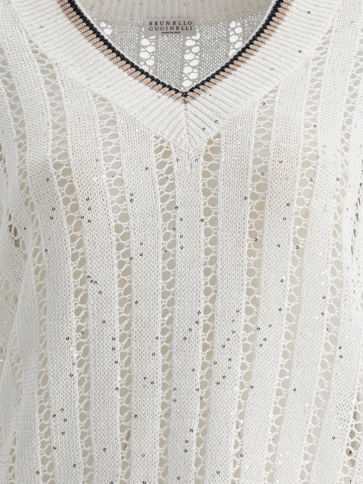 V neck sweaters Solid colour  White - Brunello Cucinelli Women | PDP | VIETTI Online Store | Zoom-Modal_3
