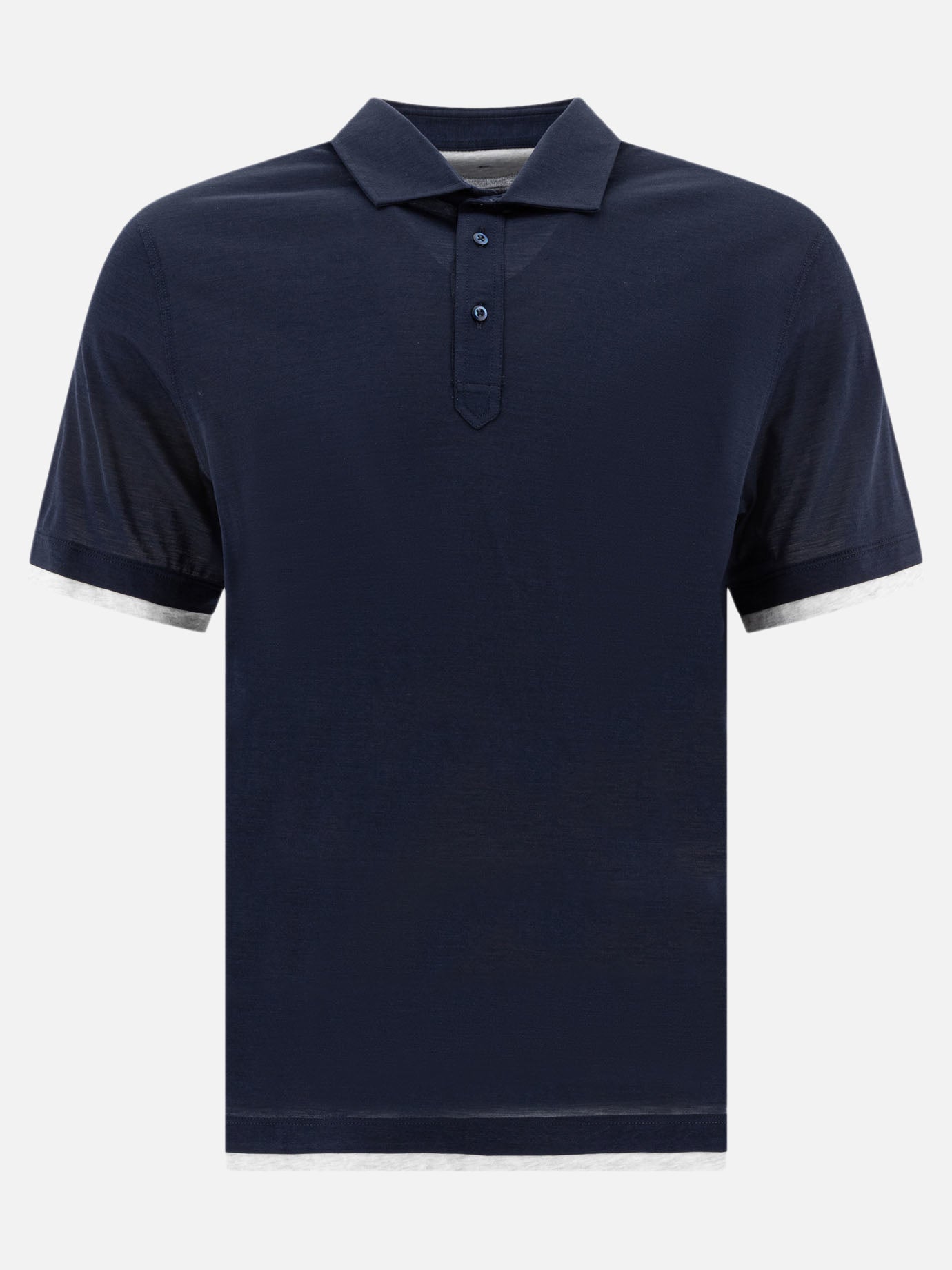 Polo con bottoni Solid colour  Blu - Brunello Cucinelli Uomo | PDP | VIETTI Online Store | thumbnail