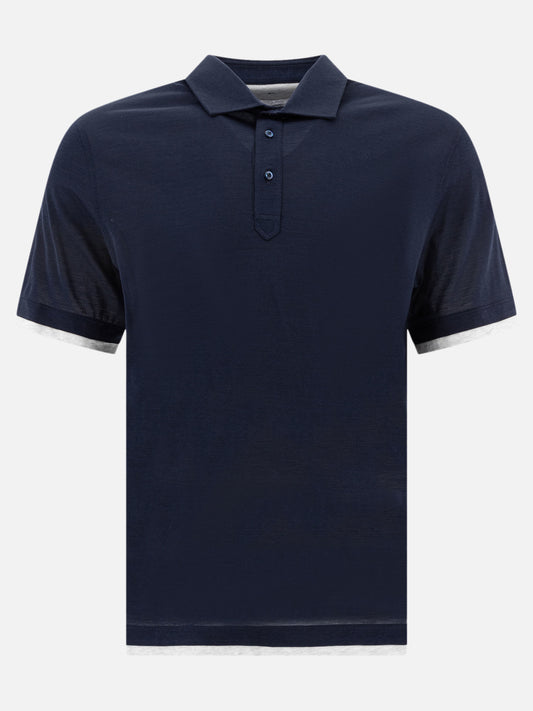 Polo con bottoni Solid colour  Blu - Brunello Cucinelli Uomo | VIETTI Online Store 
