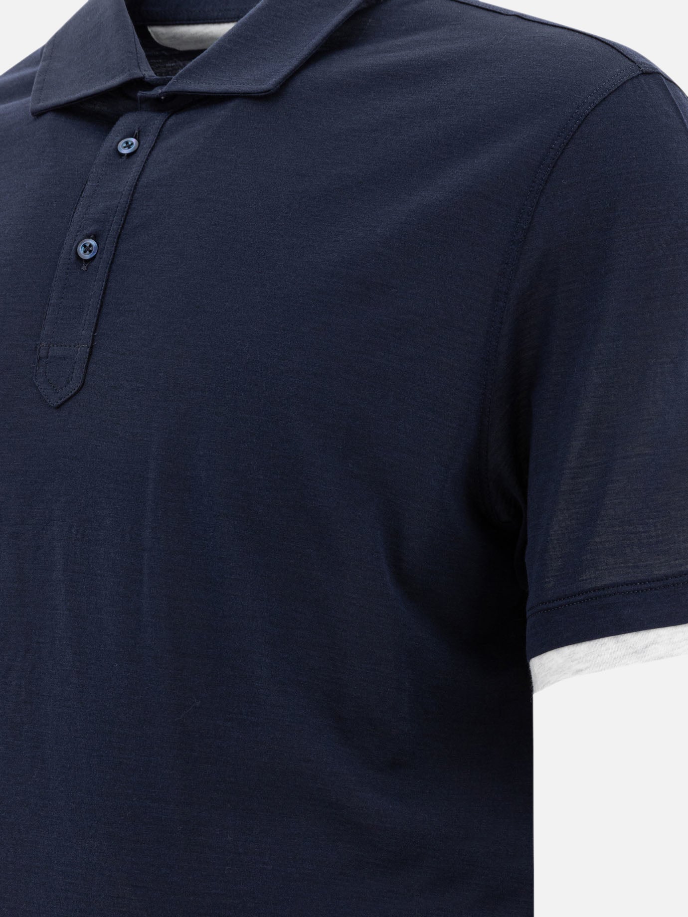 Polo con bottoni Solid colour  Blu - Brunello Cucinelli Uomo | PDP | VIETTI Online Store | thumbnail_4