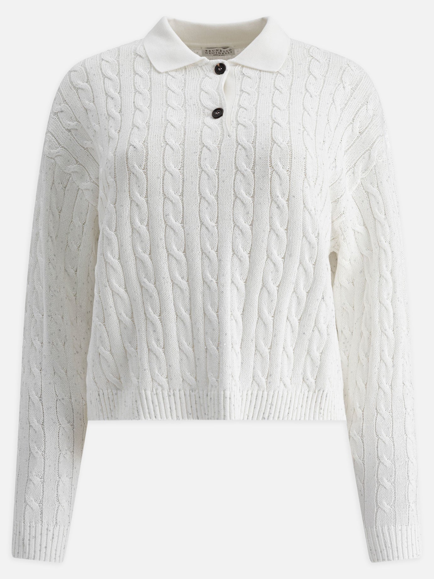 Polo con bottoni Solid colour  Bianco - Brunello Cucinelli Donna | PDP | VIETTI Online Store | Zoom-Modal
