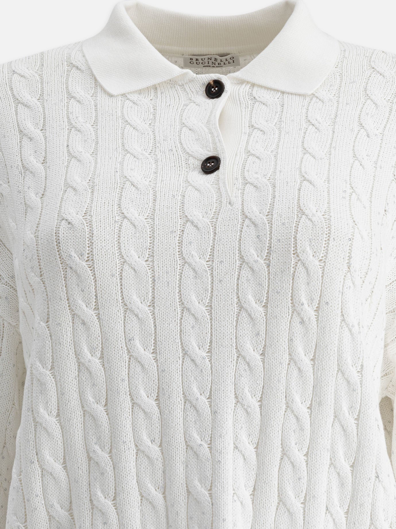 Polo con bottoni Solid colour  Bianco - Brunello Cucinelli Donna | PDP | VIETTI Online Store | Zoom-Modal_3
