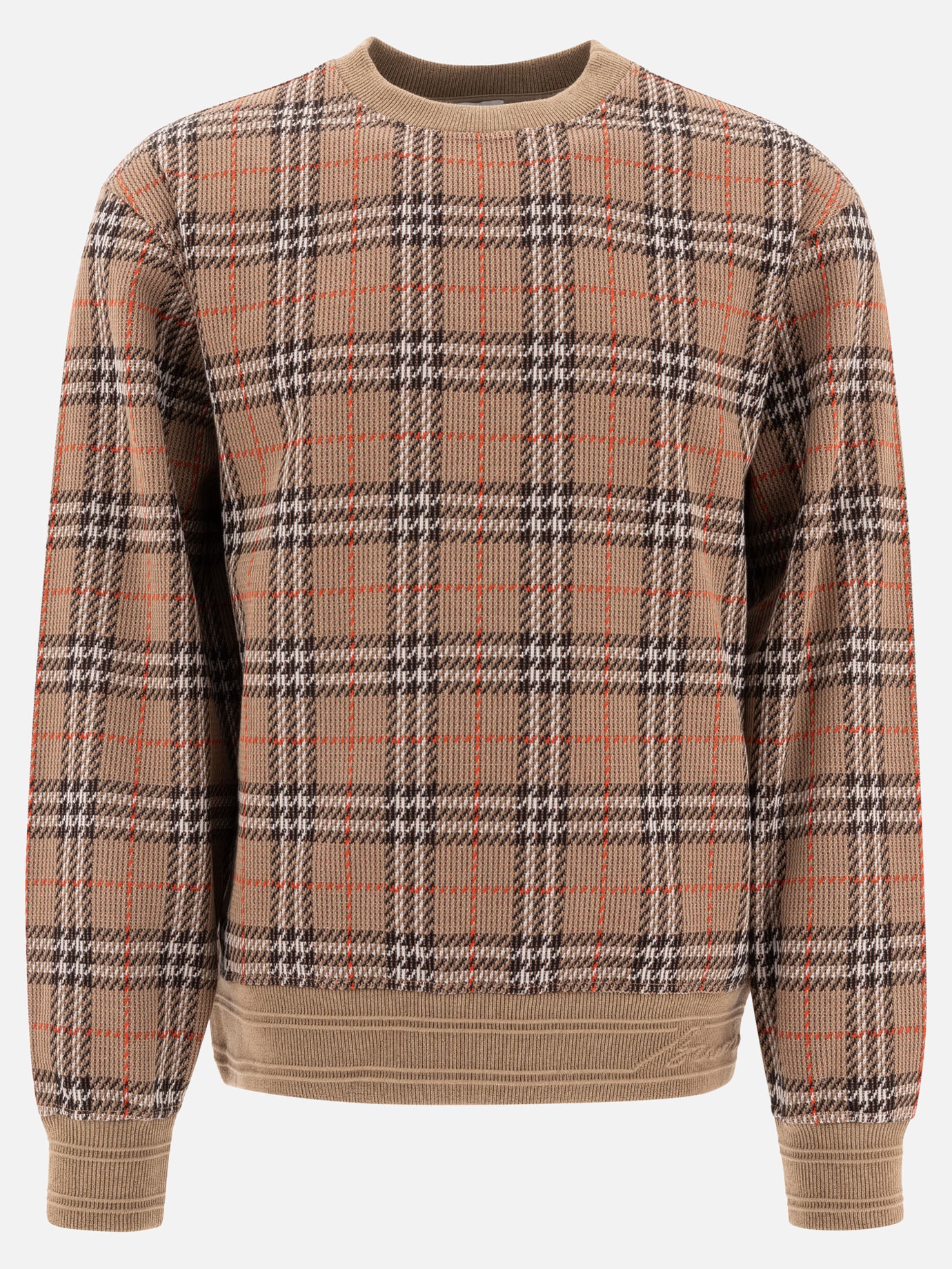 Burberry Cotton Check crewneck sweatshirt Beige