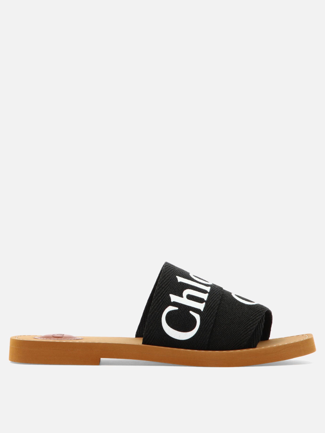Flat sandals 90% linen 10% polyester - 100% ethylene vinyl acetate  Black - Chloé Women | PDP | VIETTI Online Store | Zoom-Modal
