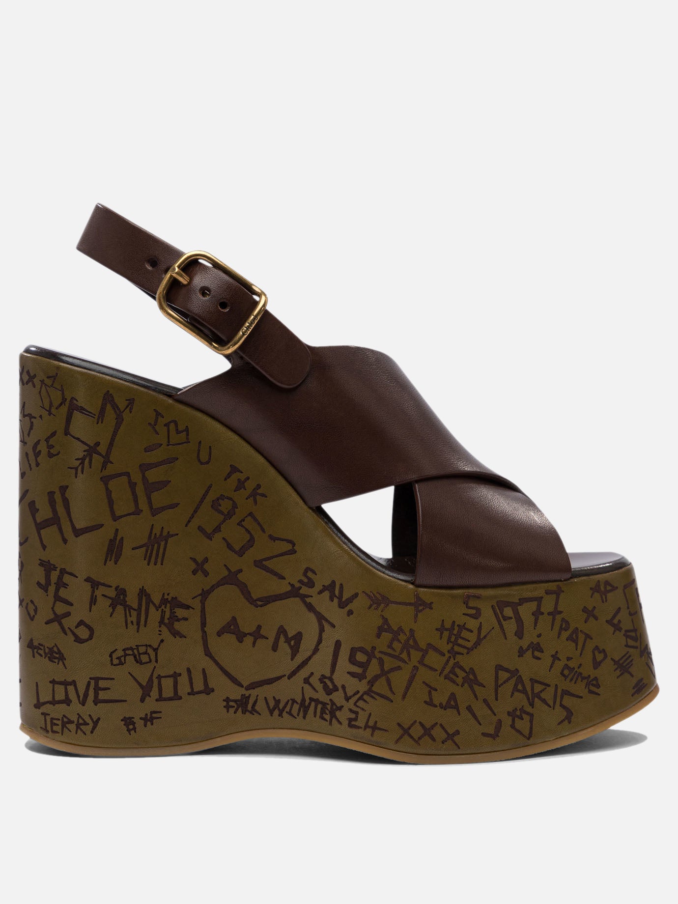 Sandali con tacco 100% leather - 100% leather  Marrone - Chloé Donna | PDP | VIETTI Online Store | Zoom-Modal
