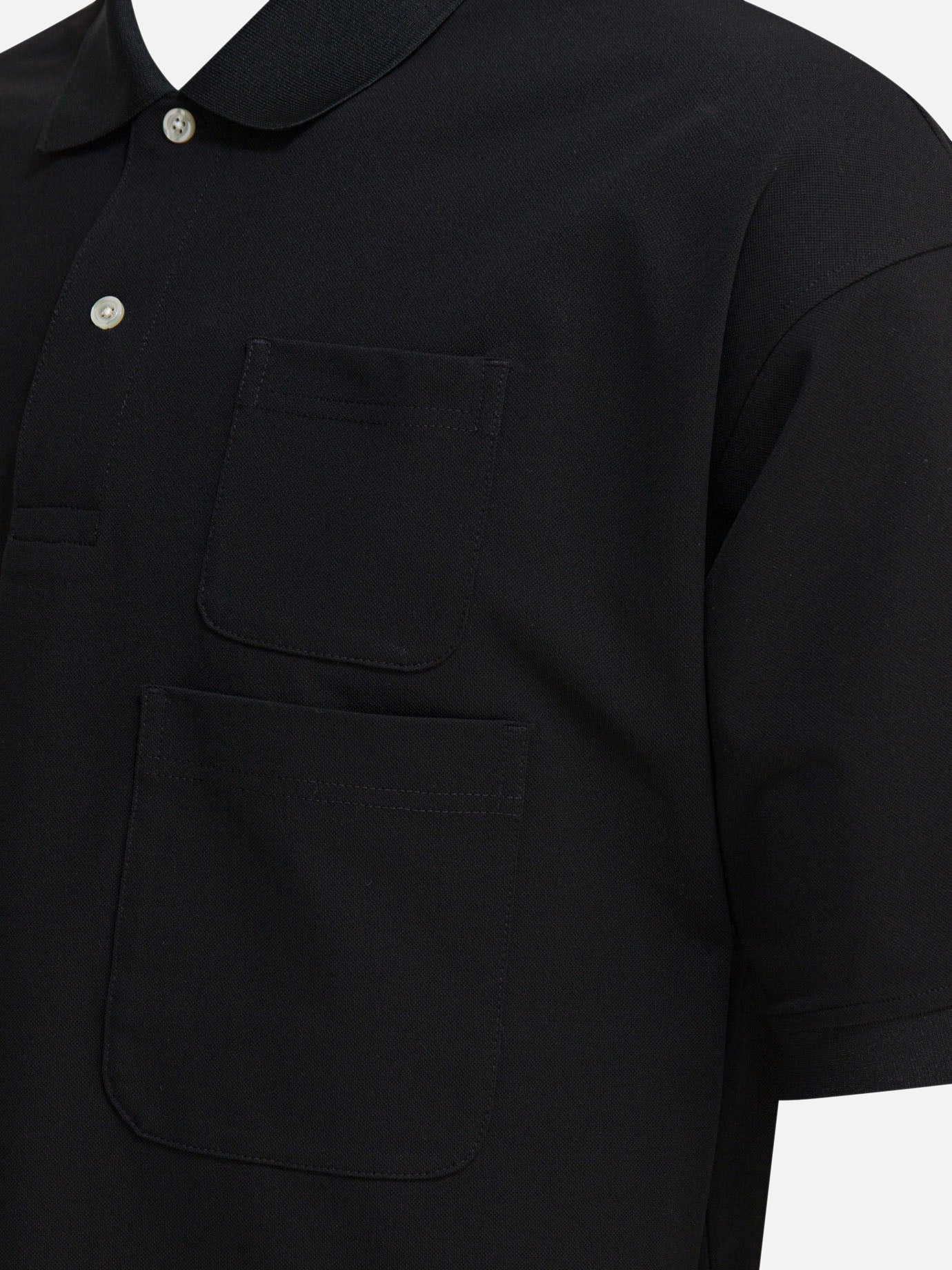 Polo con bottoni Solid colour  Nero - Daiwa Pier 39 Uomo | PDP | VIETTI Online Store | thumbnail_4