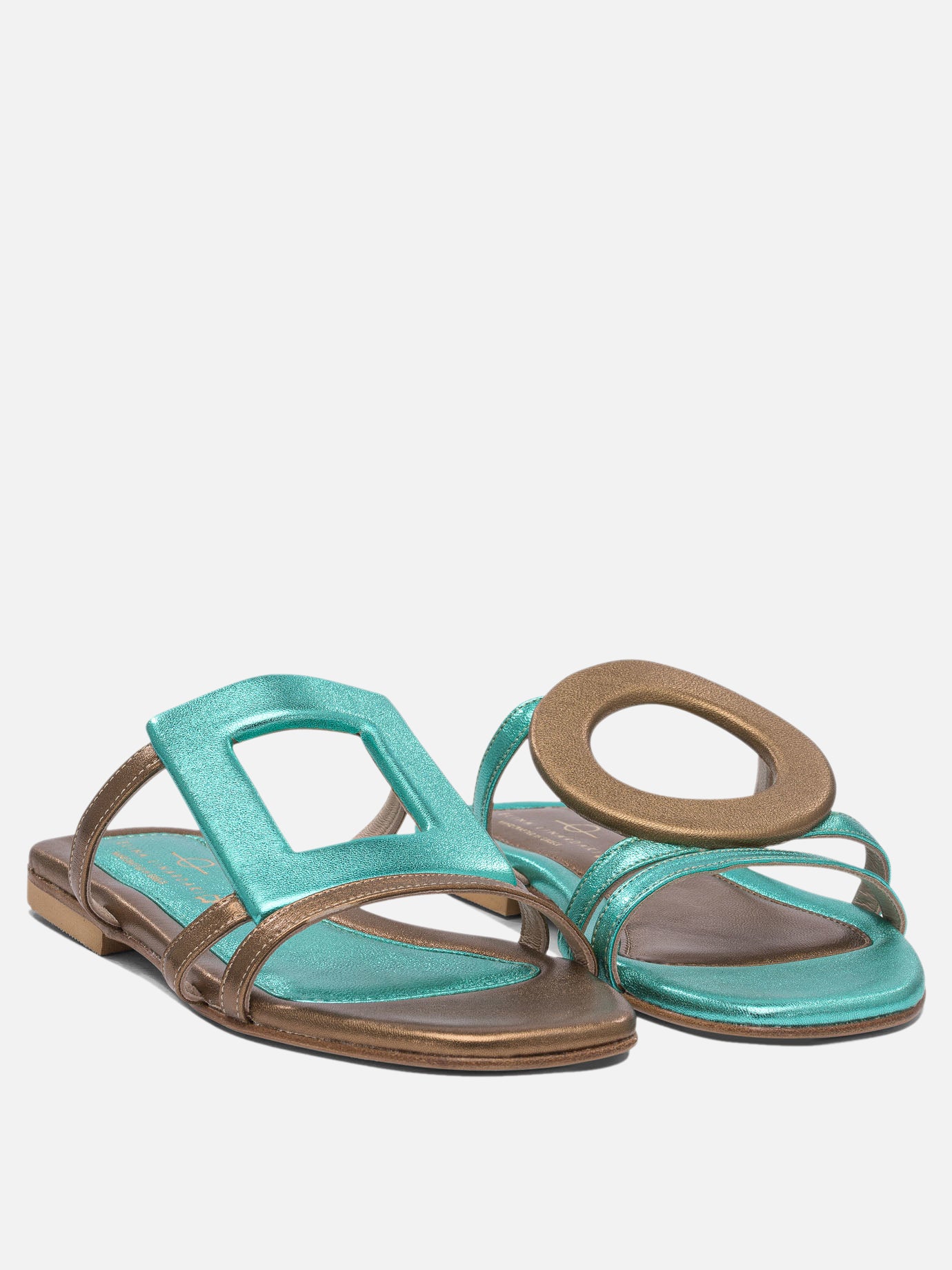 Flat sandals 100% leather - 90% leather 10% rubber  Light blue - Elina Linardaki Women | PDP | VIETTI Online Store | thumbnail_2