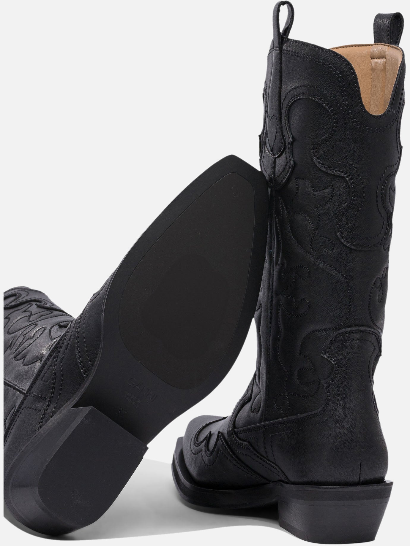 Ganni Stivali western ricamati 11792879_36 Black thumbnail_5