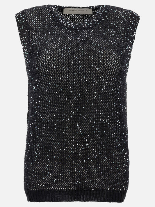 Golden Goose Top in maglia con paillettes 16021184_XS Black 1