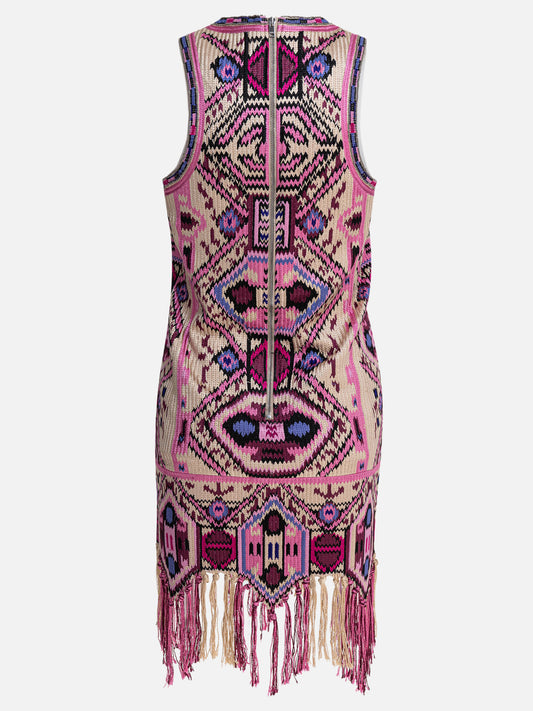 Isabel Marant Abito ricamato con frange 11689174_38 Pink 2
