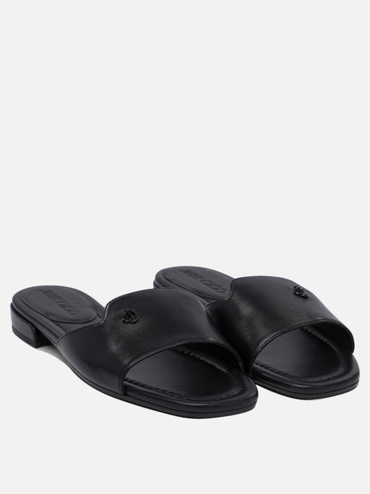 Flat sandals 100% leather - 50% leather 50% rubber  Black - Jimmy Choo Women | PDP | VIETTI Online Store | 2
