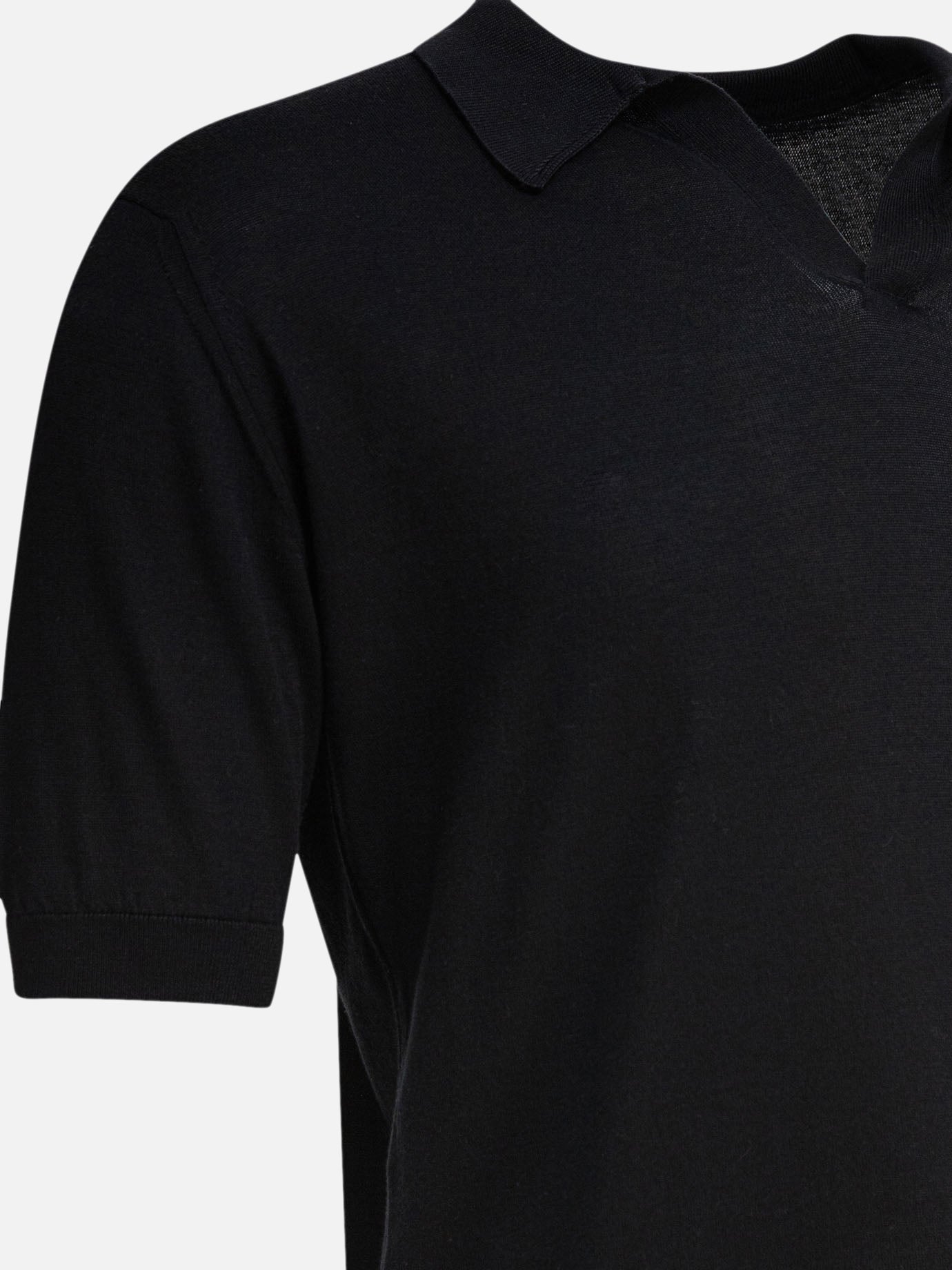 Polo shirts without buttons Solid colour  Black - John Smedley Men | PDP | VIETTI Online Store | Zoom-Modal_4
