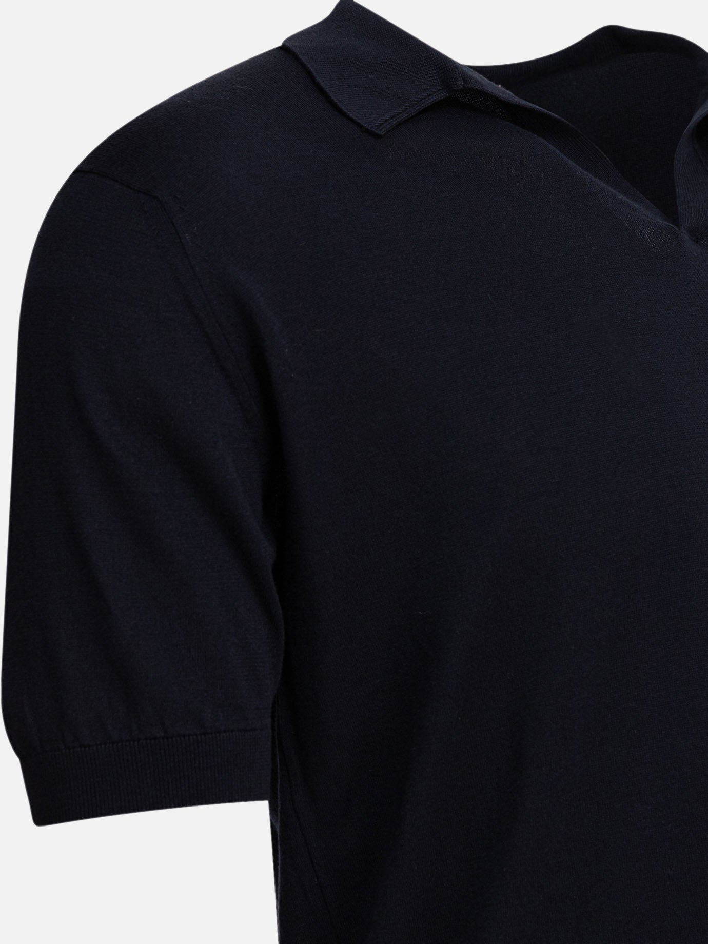 Polo shirts without buttons Solid colour  Blue - John Smedley Men | PDP | VIETTI Online Store | thumbnail_4